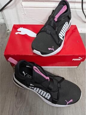 Puma Shoes Girls Size 5 Black Softride Slip On SoftFoam+ Athletic Sneakers